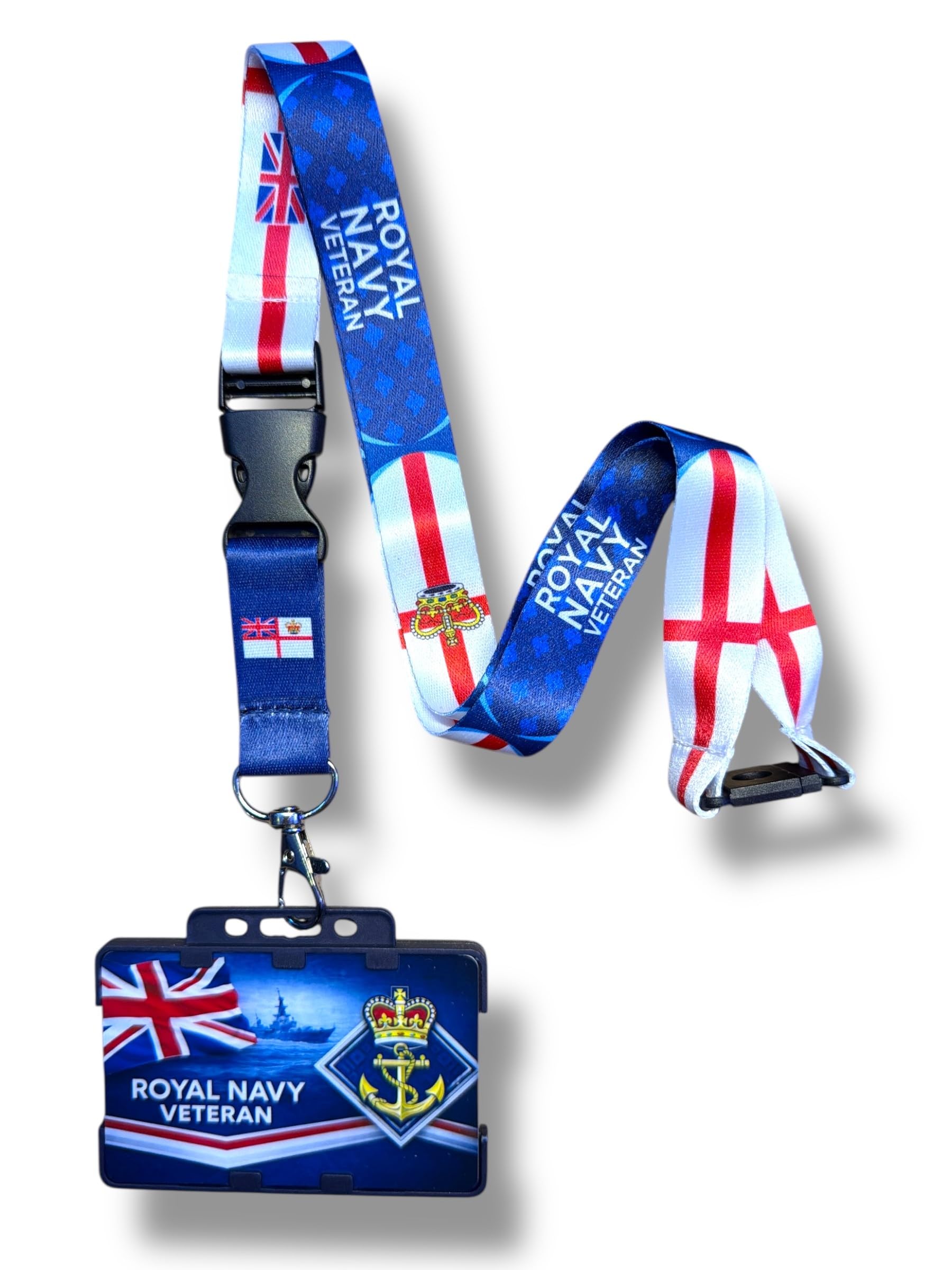 British Military Veteran Commemorative Lanyard, Matching Printed Card, Card Holder (Navy Veteran)