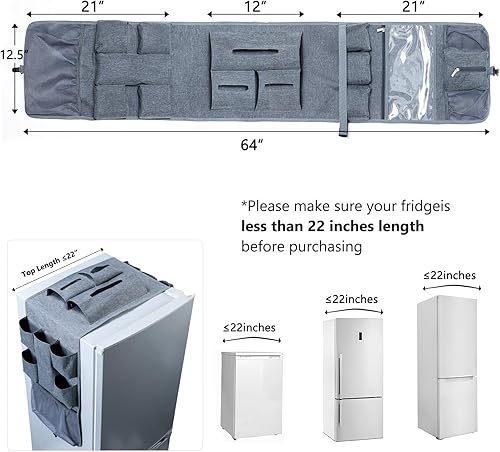 Miniatura 4 de Mini organizador de 65 x 12.5 pulgadas, organizador de almacenamiento sobre refrigerador con 16 bolsillos, sostiene artículos de despensa,