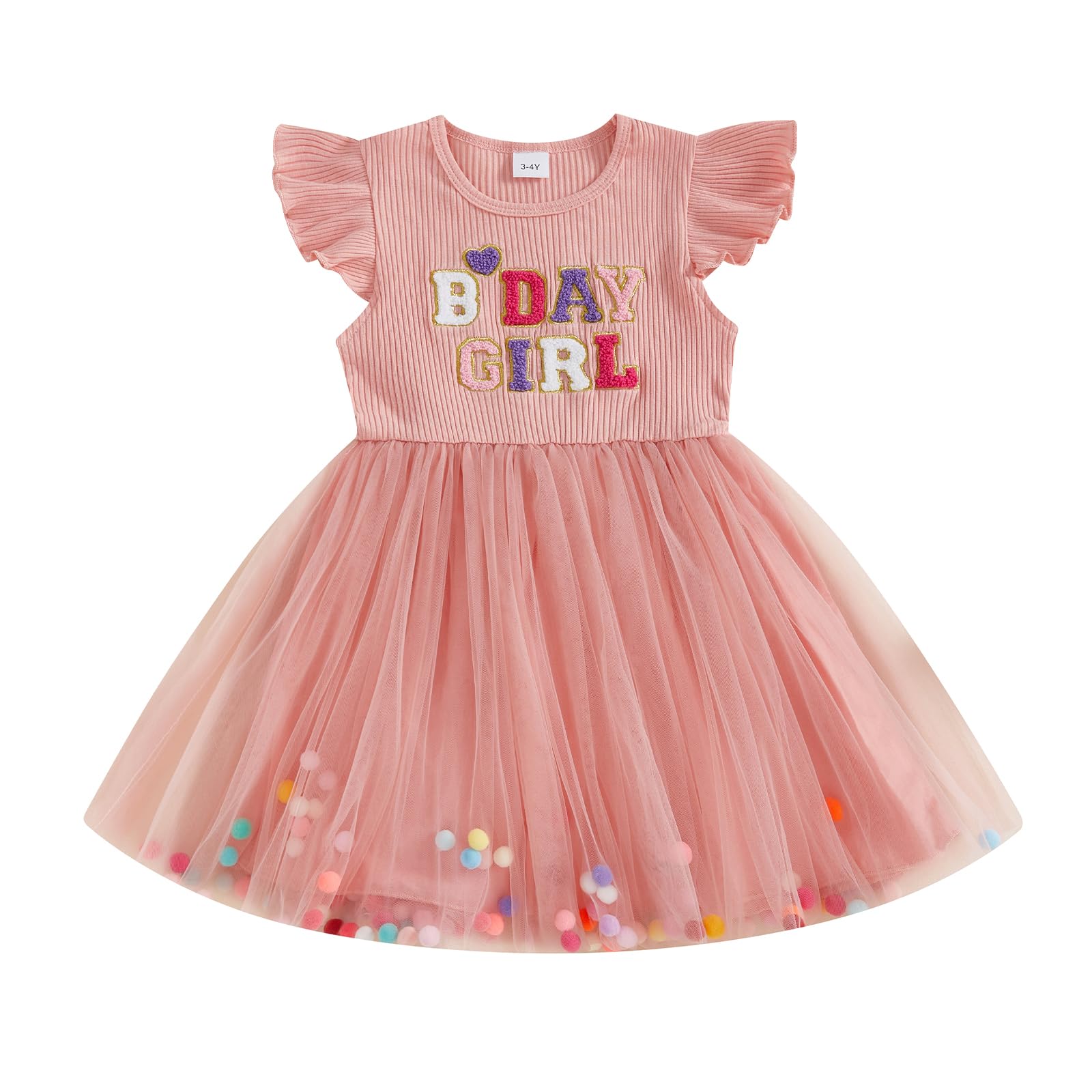 Toddler Baby Girl Tulle Birthday Dress Sleeveless Tutu Dresses Flower Girl Wedding Party Princess Summer Sundress (A-Pink, 18-24 Months)