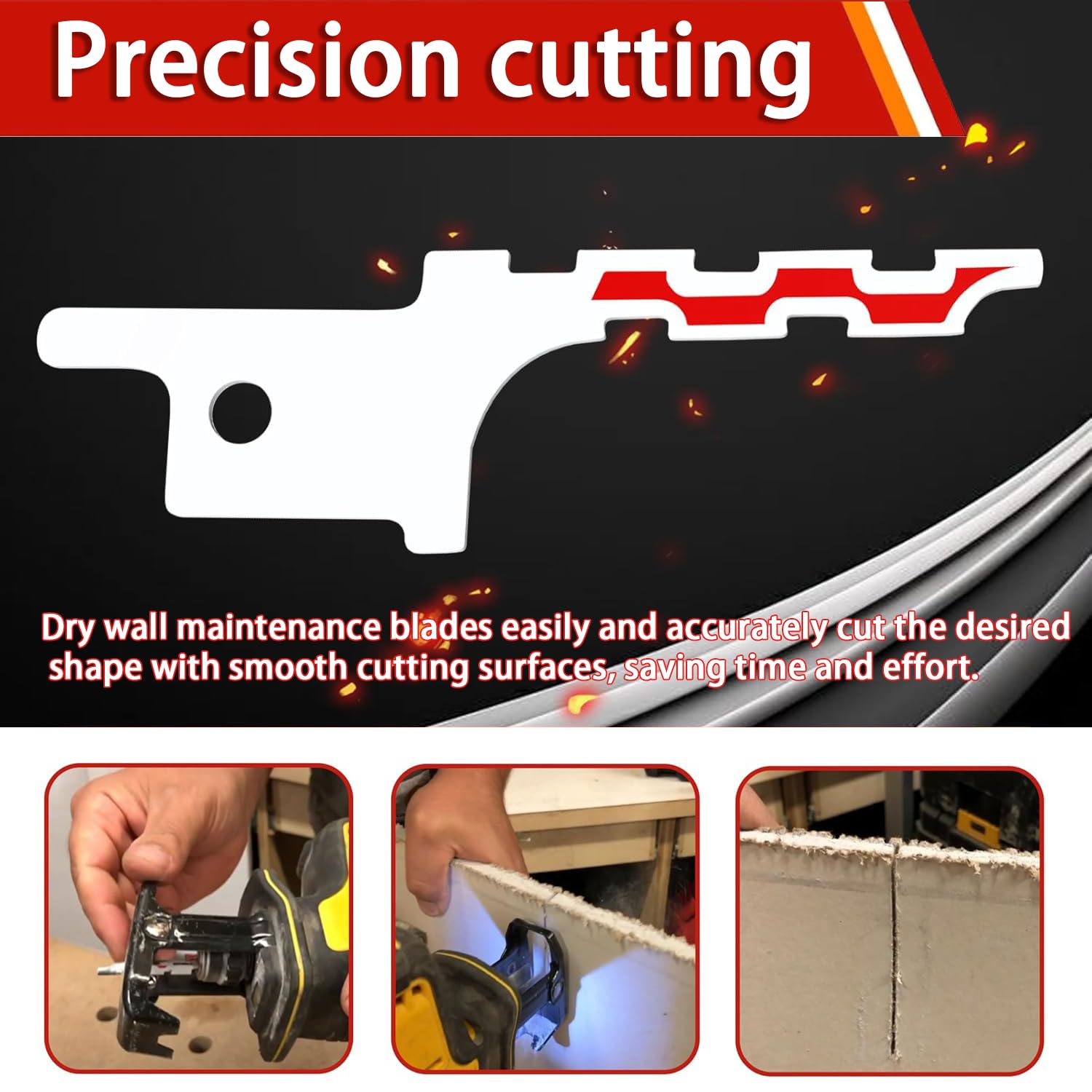 3Pcs Reciprocating Saw Blades for Milwaukee Drywall Reciprocating Saw Blades Metal, Drywall Access Sawzall Blade, Blunt Point 48-00-1640 for Milwaukee Sawzall Drywall Access Saw Blade Kit