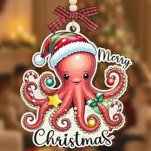 Vista 2 de Adorno de pulpo 2025, regalos de pulpo para amigos, mujeres, compañeros de trabajo, regalos para amantes de los animales con temática oceánica