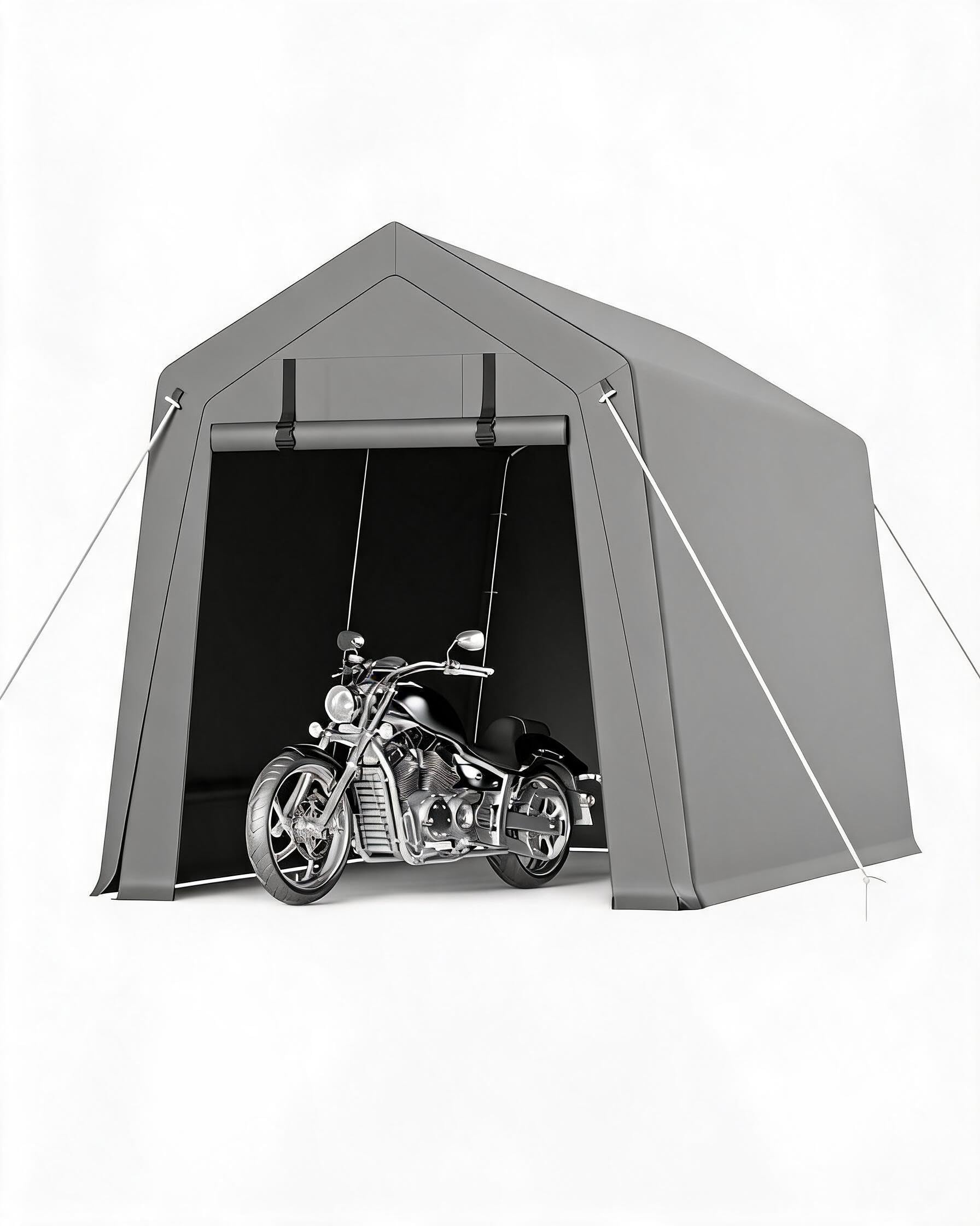 Aptliton Garden Storage Shed Tent with Vents, Heavy Duty Waterproof Outdoor Shelter for Bike Motorcycle, 3000mm Water Resistant Metal Frame Storage Shed, Portable Tool-Free Assembly Carport for Garden
