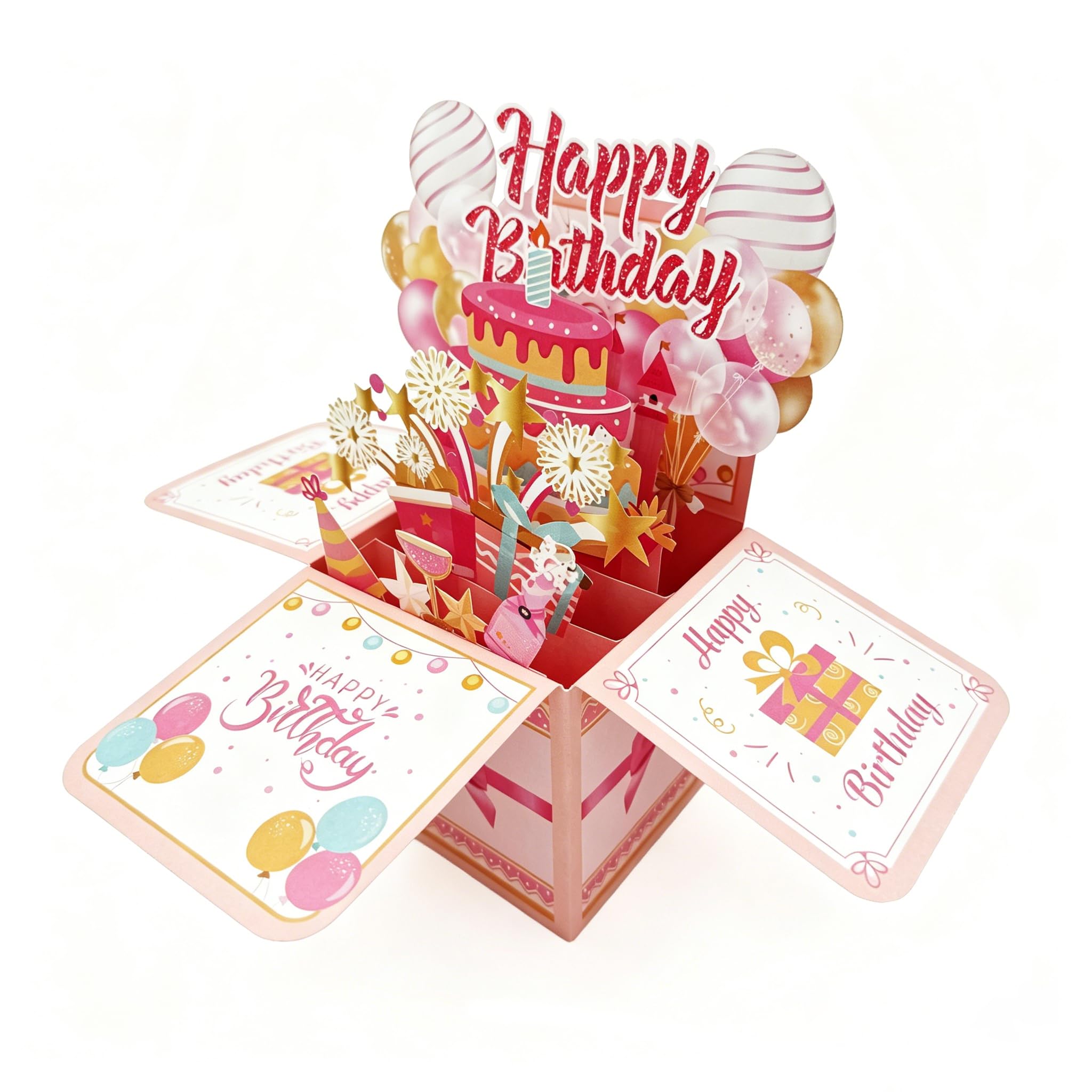 Papryn 3D Pop Up Happy Birthday Card Pink Design Creative Greeting Card