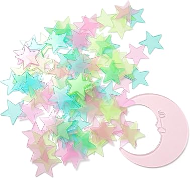 Glow in the Dark Stars for Ceiling, Colorful Glowing Wall Stickers