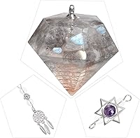 Vista 19 de Rockcloud Stone Pendulum for Dowsing Divitation Meditation Reiki Healing Energy Balancing with Dream Catcher, Fluorite