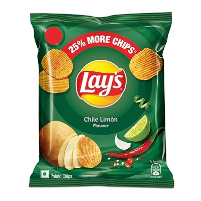 Lay's Potato Chips , Chile Limon Flavour, Crunchy Chips & Snacks 48gram / 52gram (Weight May Vary)