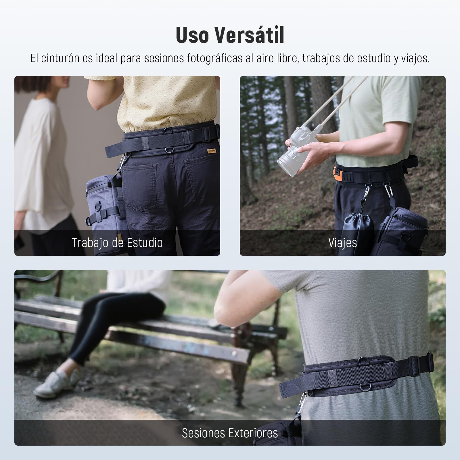 NEEWER Cinturón multifunción para cámara, Correa de cámara para fotógrafos, Cintura Transpirable Ajustable con Anillos en D para Bolsa DSLR, Bolsa de Lente, trípode, Accesorios de fotografía Flash
