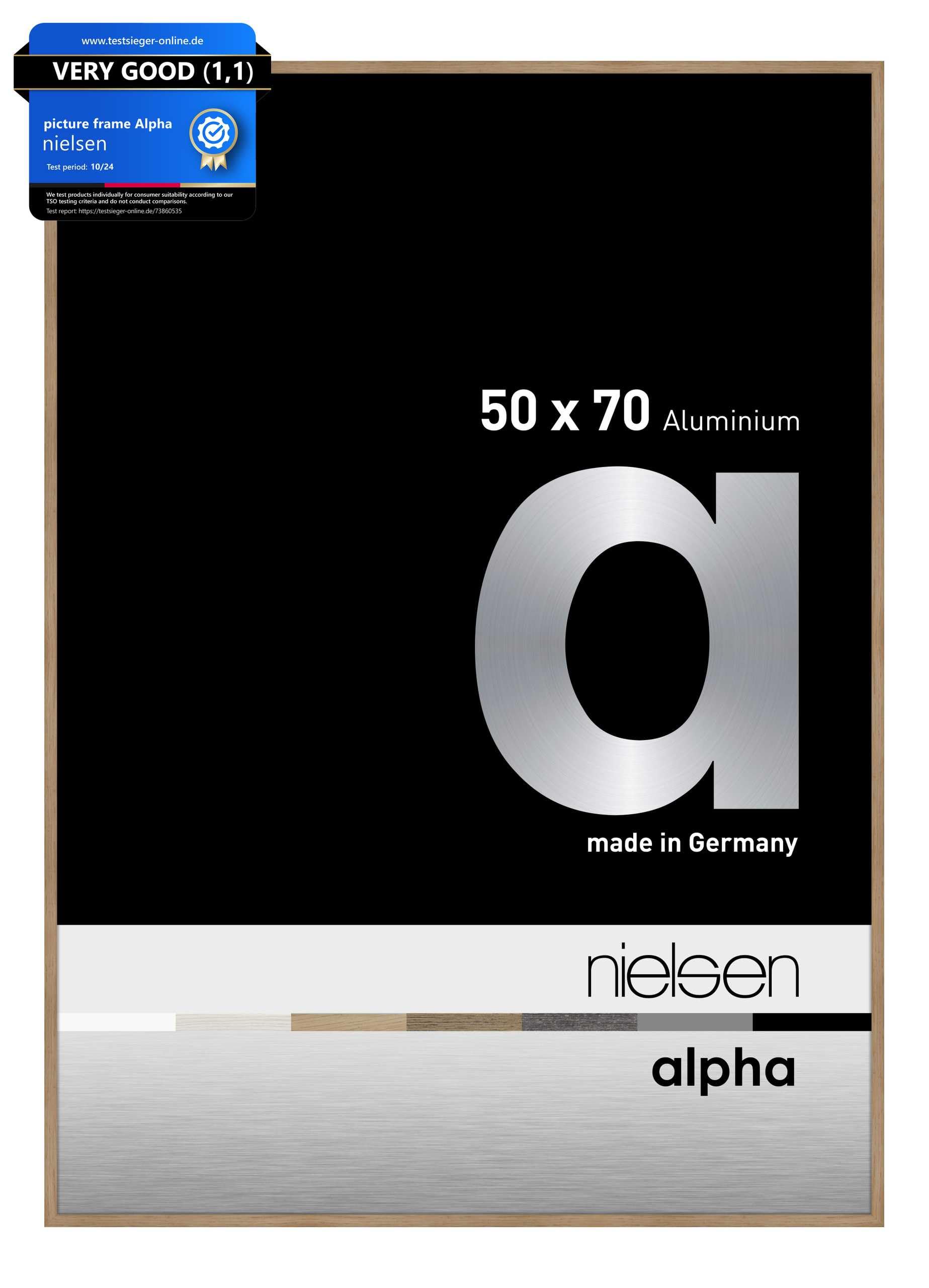Nielsen Design    Brown Alpha Aluminium Picture Frame Oak in Size 50x70cm, BrandAlley