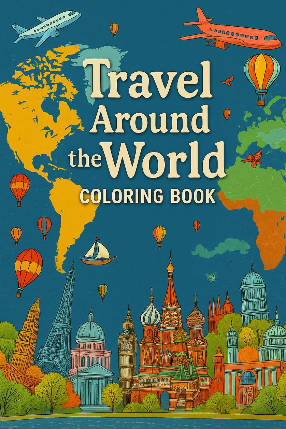 Travel Around the World: Coloring Book