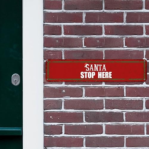 Vista 33 de Santa's Workshop North Pole Street Letreros personalizados de metal para exteriores, letrero de metal de bienvenida para Navidad, decoración