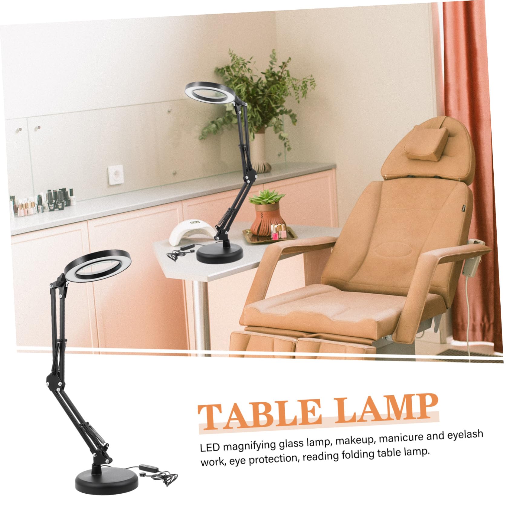 Ipetboom Lámpara de Escritorio LED Lupa y Carga Usb, Luz Regulable Negra de Hierro y Abs para Trabajo de Maquillaje, Lectura y Estudio