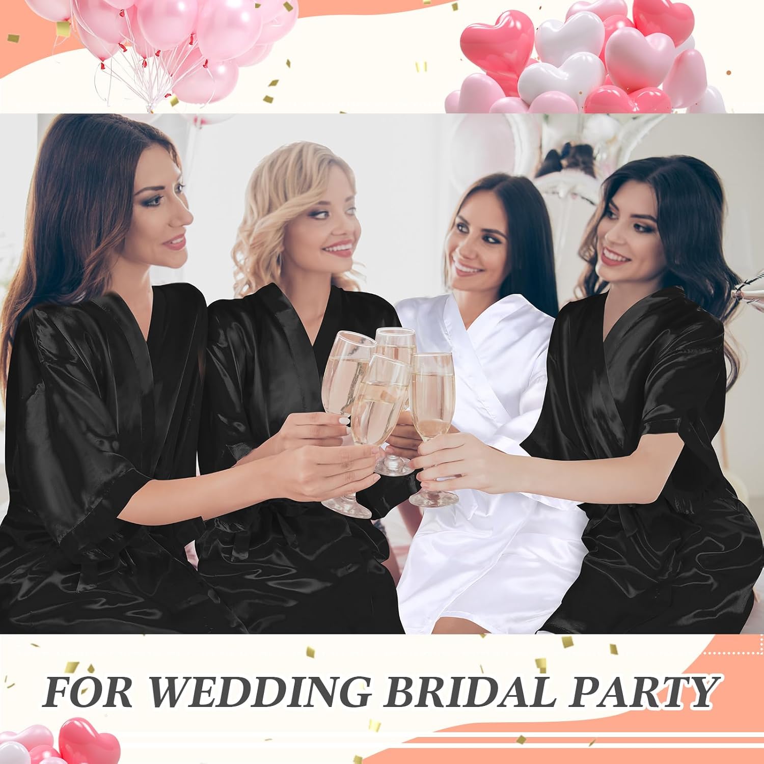 Panitay 42 Pcs Bridal Robes Sets Bride Robes Bridesmaids Proposal Gift Heart Sunglasses Champagne Flutes for Wedding Party - Image 4