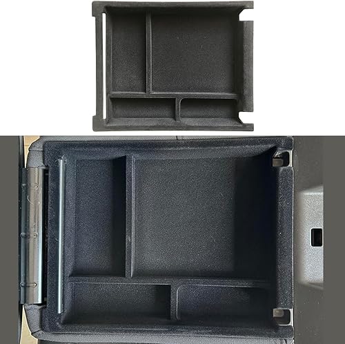 ruihe Compatible con GMC Sierra y Chevy Silverado 150025003500 Bandeja organizadora de consola central negra con reposabrazos de plástico con