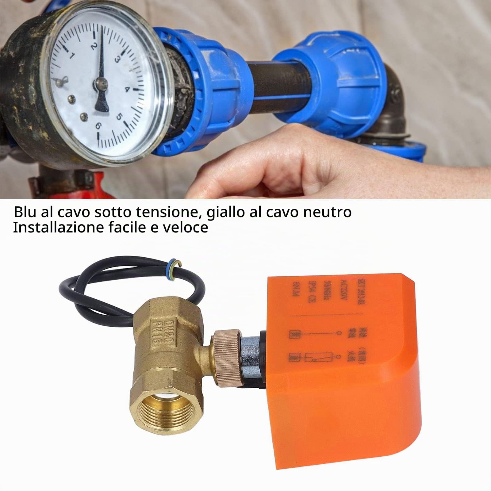 Artillery Valvola a Sfera Motorizzata, Valvola a Sfera Elettrica in Ottone a 2 Vie con Filettatura Interna da 3/4 di Pollice, Normalmente Chiusa, Accessori Industriali (DN20 AC 220 V)