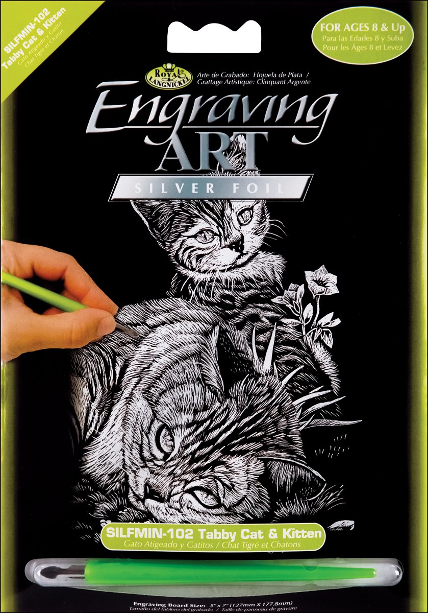 Royal & Langnickel Mini Engraving Art Kits Tabby Cat & Kitten Silver