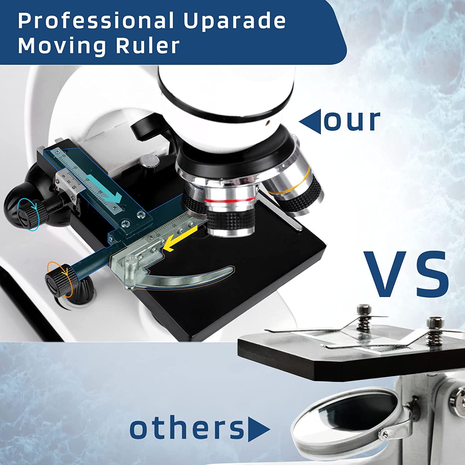 Cowiewie Microscopio Binoculare professionale a trasmissione e riflessione 40X-1000X per luce incidente e trasmessa, con oculare e illuminazione a LED, microscopio per studenti con vetrini