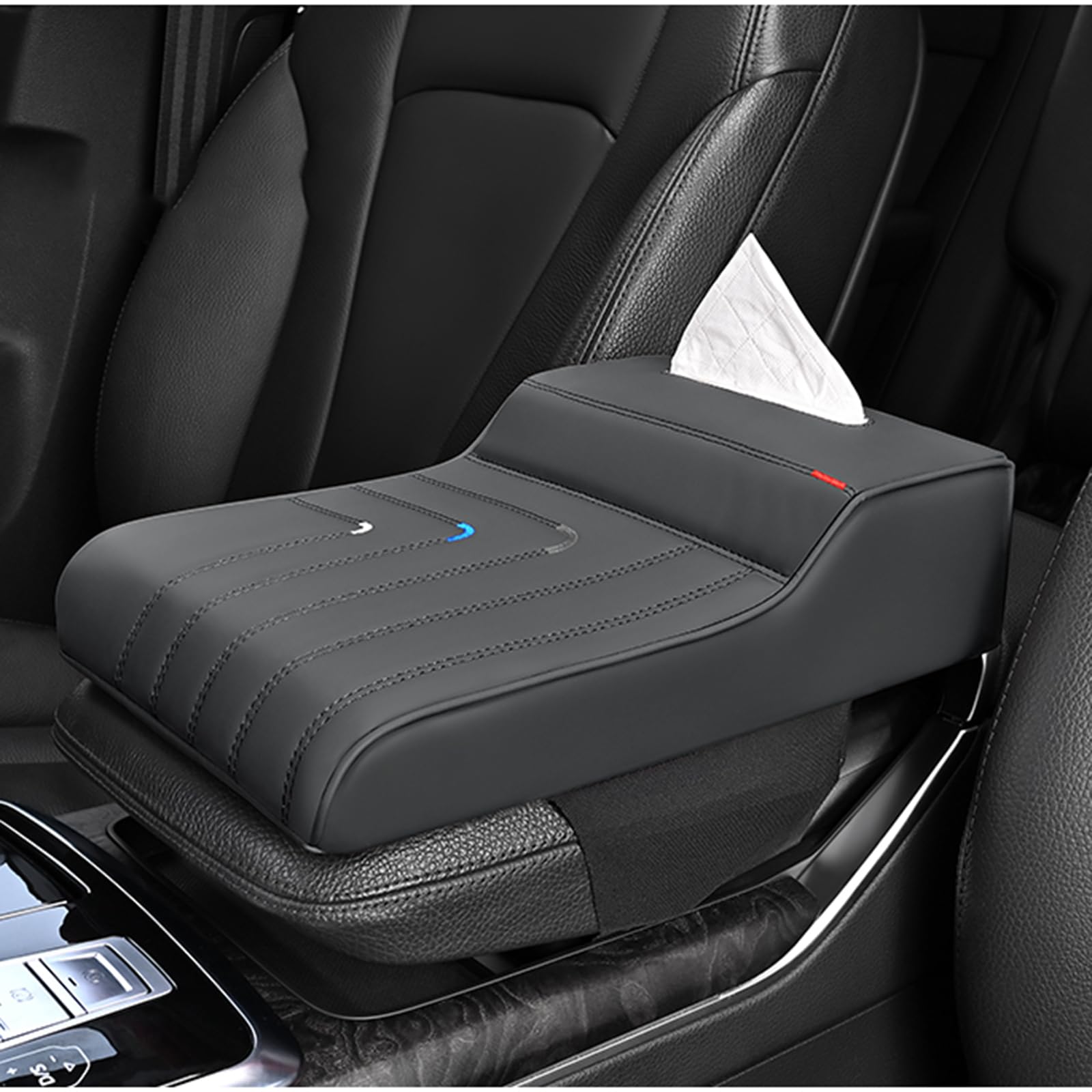 SUNQIQI Car Center Console Cover for Lexus LC 2017-2025 Z100/Z101,Leather Auto Armrest Cover,Memory Foam Arm Rest Cushion,Car Seat Box Cover Pad Car Interior Accessories,B-Gray
