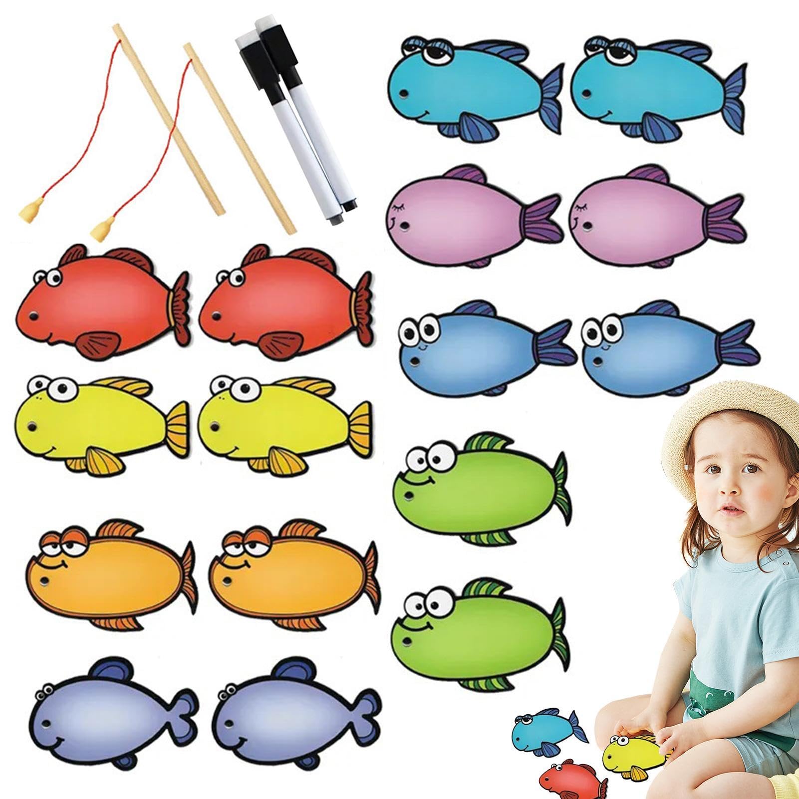 Erasable Flash Cards,Writable Fishing Cards - Erasable Teaching Aids For English Classroom, Girls And Boys Group Activity Fun Family Game