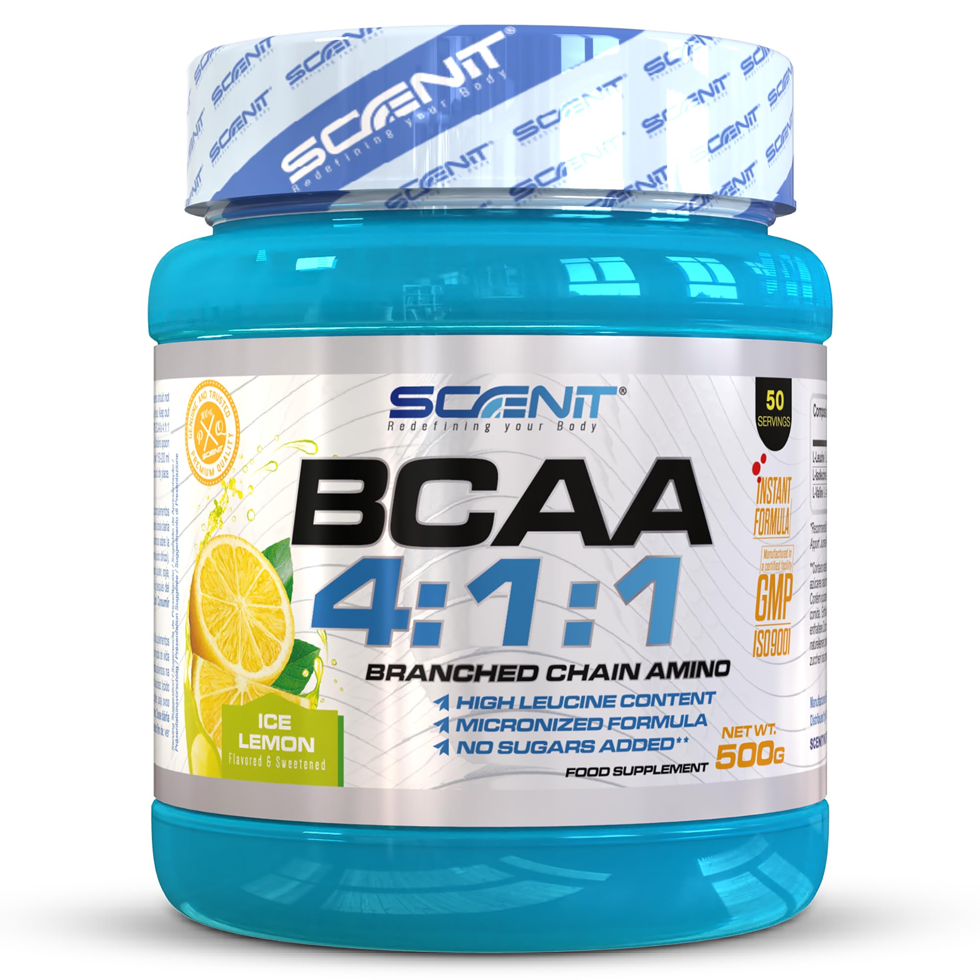 Aminoacidi ramificati BCAA 4.1.1-500 g - BCAA 4.1.1 Polvere - BCAA 411 - BCAA Polvere - Aminoacidi polvere - Aminoacidi in polvere (Limone)