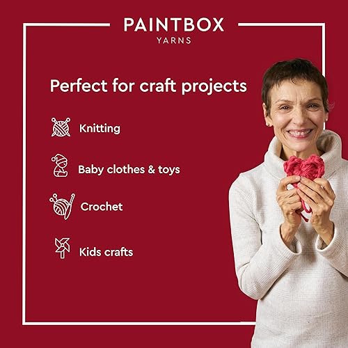 Miniatura 5 de Paintbox Yarns Hilo Aran 100% Algodón 1.76oz (50g), 93 Yardas (85m) - Lana Peinada Vino Tinto para Ganchillo o Tejer - Suave, Ligero para Suéteres