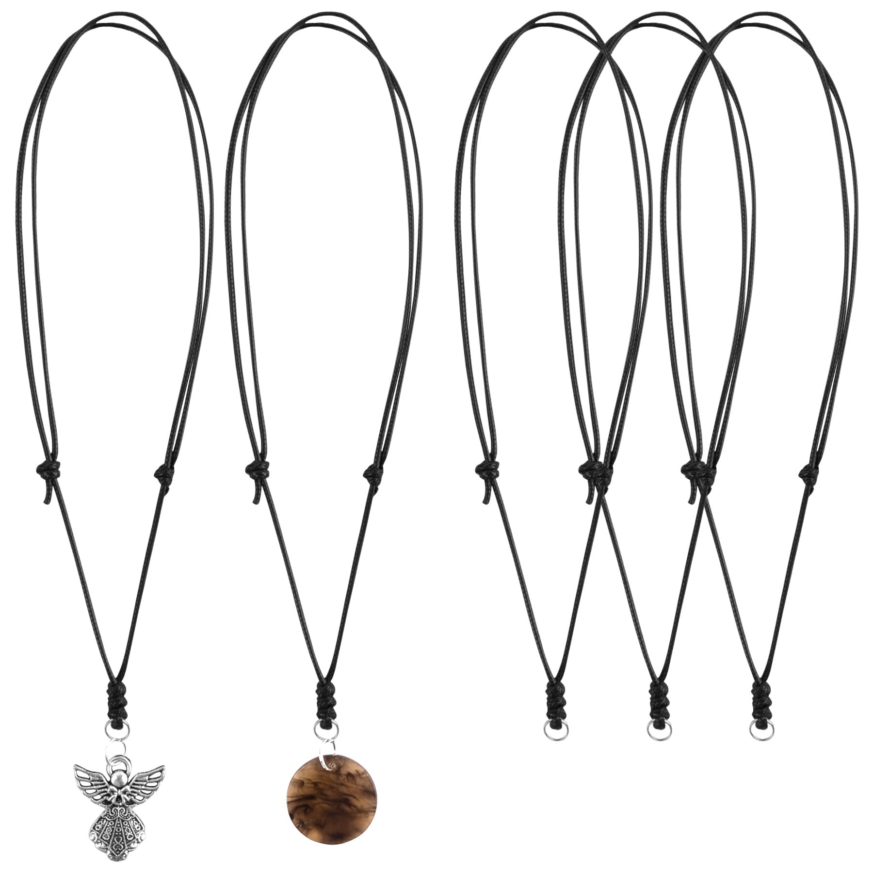 Framendino, Adjustable Necklace Cord for Pendants Necklace Adjustable Rope With Metal Ring for Women Men, 1.5mm (5 Pack), Polyester, No Gemstone