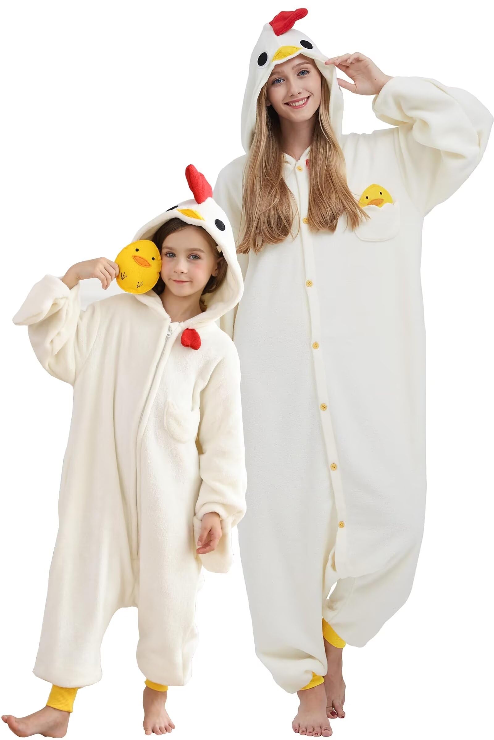 DarkCom Animal Onesie for Kids,Flannel Cosplay Chicken Halloween Costume Parent-Child Sleepwear for Girls Boys 12-13 Years — image 1