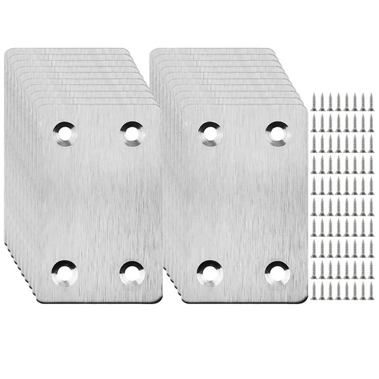 Stainless Steel Flat Straight Brackets 20Pcs Stainless Steel Angle Code Bracket – Iron Plate Furniture Quick Links for Woodworking and Joinery‌ for Wood