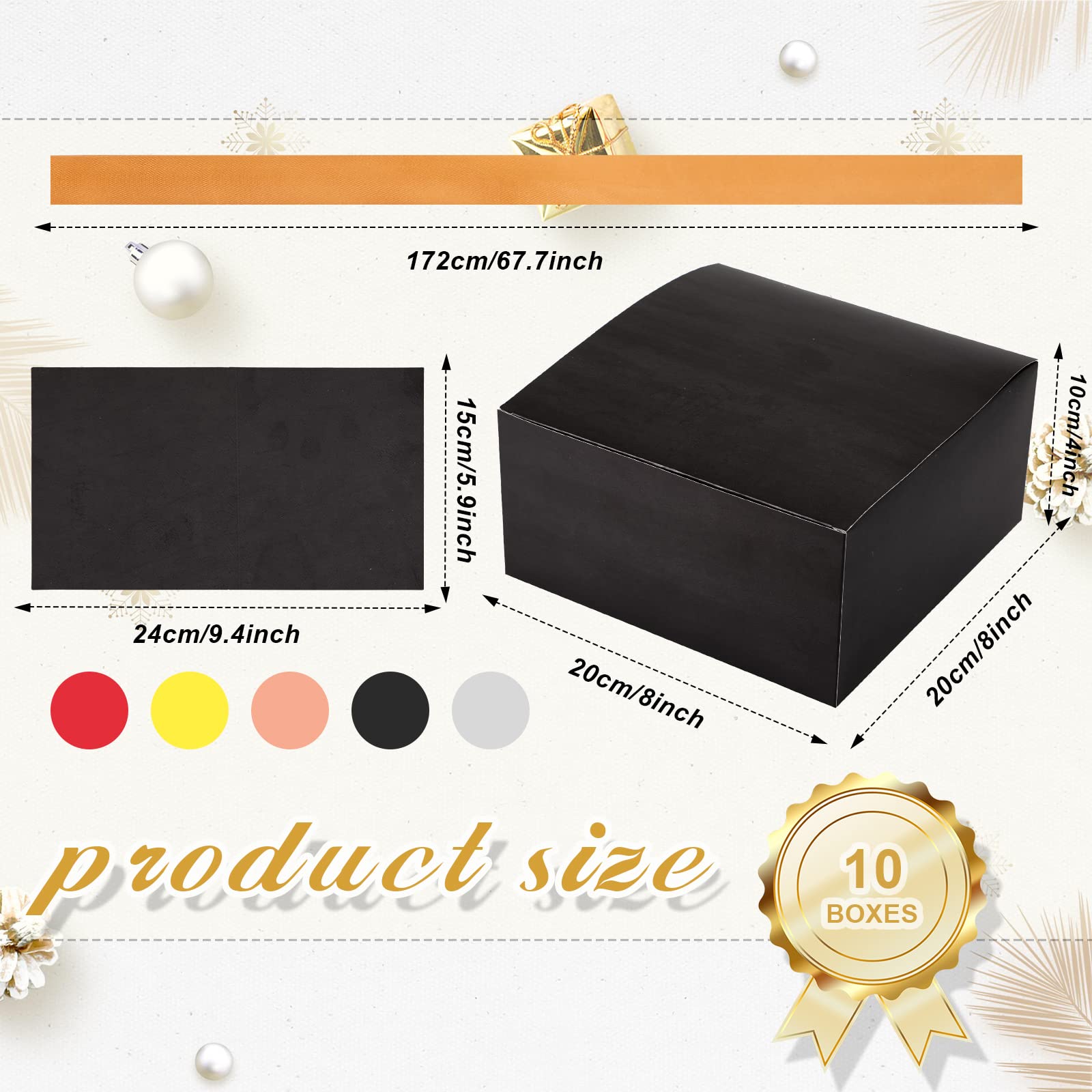 Amazon | クラフトギフトボックス 10個 20 x 20 x 10 cm 蓋付き 結婚式