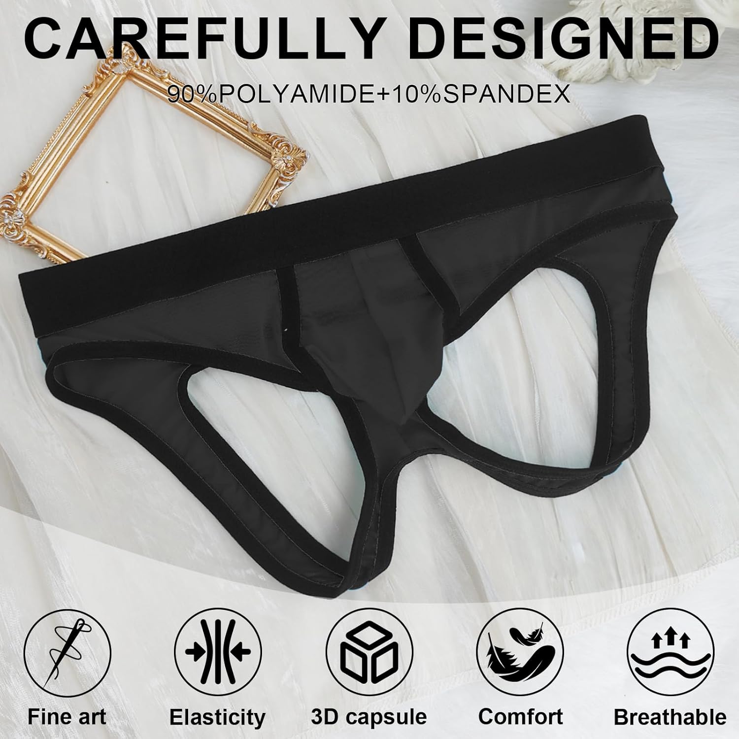 KAREN SPACE Men's Thongs Sexy Mens Underwear Breathable Mesh Design Through Hollow Underwear Mens Thongs - Image 4