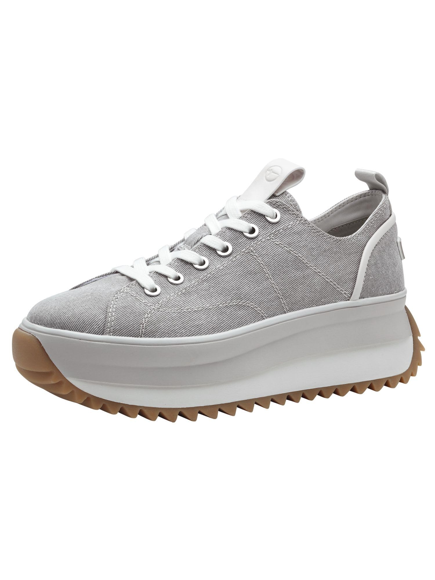 Tamaris Women's Vegan Lace-Up Shoes, Gray, 7.5 UK