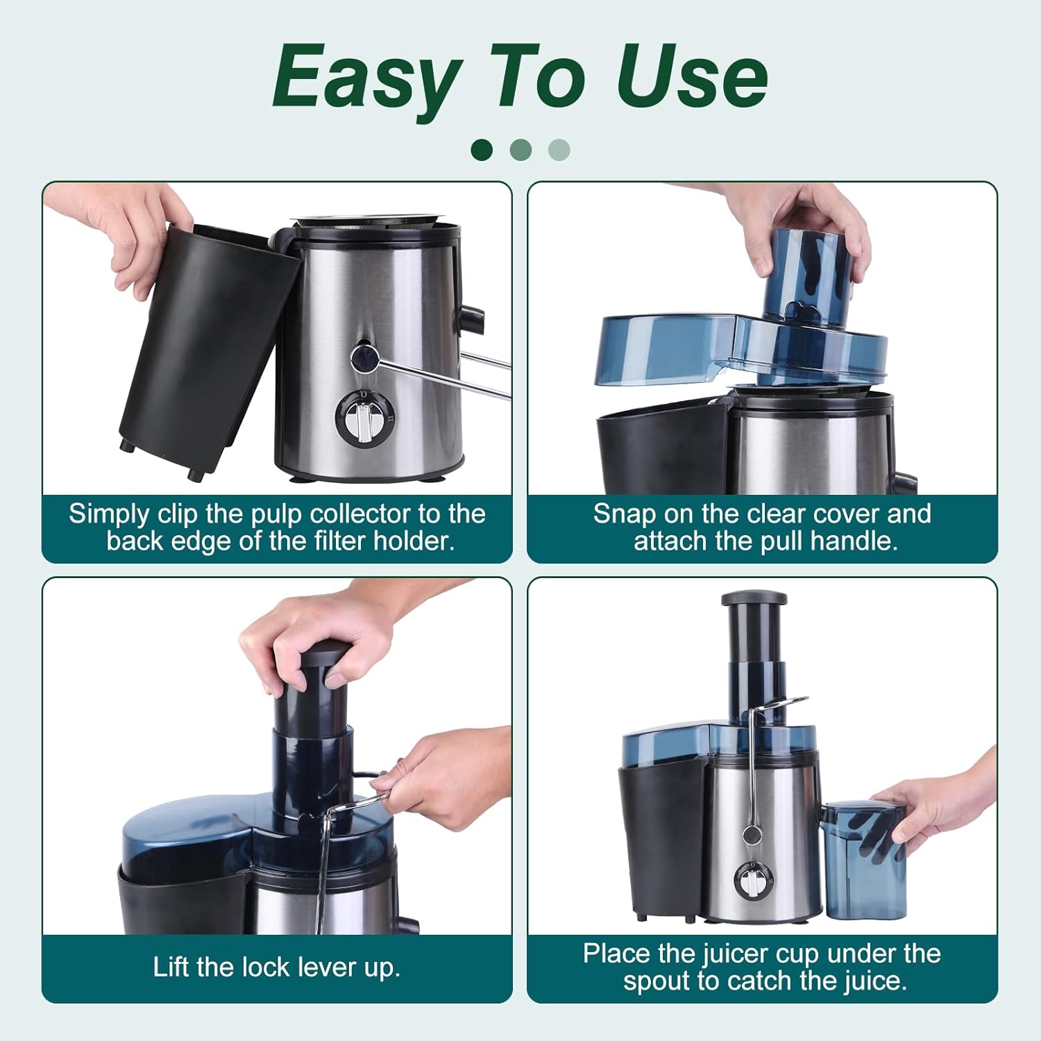 Juicer Machine, 1000W Centrifugal Juicer Extractor, Dual Speed Juice Maker with Wide Mouth 2.6”Feed Chute for Fruit and Vegetable, Easy to Clean, Stainless Steel