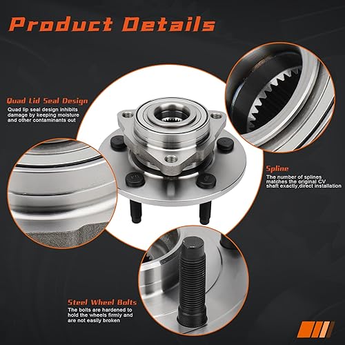 Miniatura 3 de DRIVESTAR 515072 Buje de rueda delantera y conjunto de cojinete BR930284 se adapta a camiones Dodge Ram 1500 2002 03 04 05 06 07 2008, 5 lengüetas