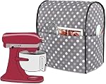 Luxja Couvercle de poussière compatible avec 6-8 Quart KitchenAid Mélangeurs, noir , tissu matelassé Couverture avec poches pour KitchenAid Mélangeurs et accessoires supplémentaires