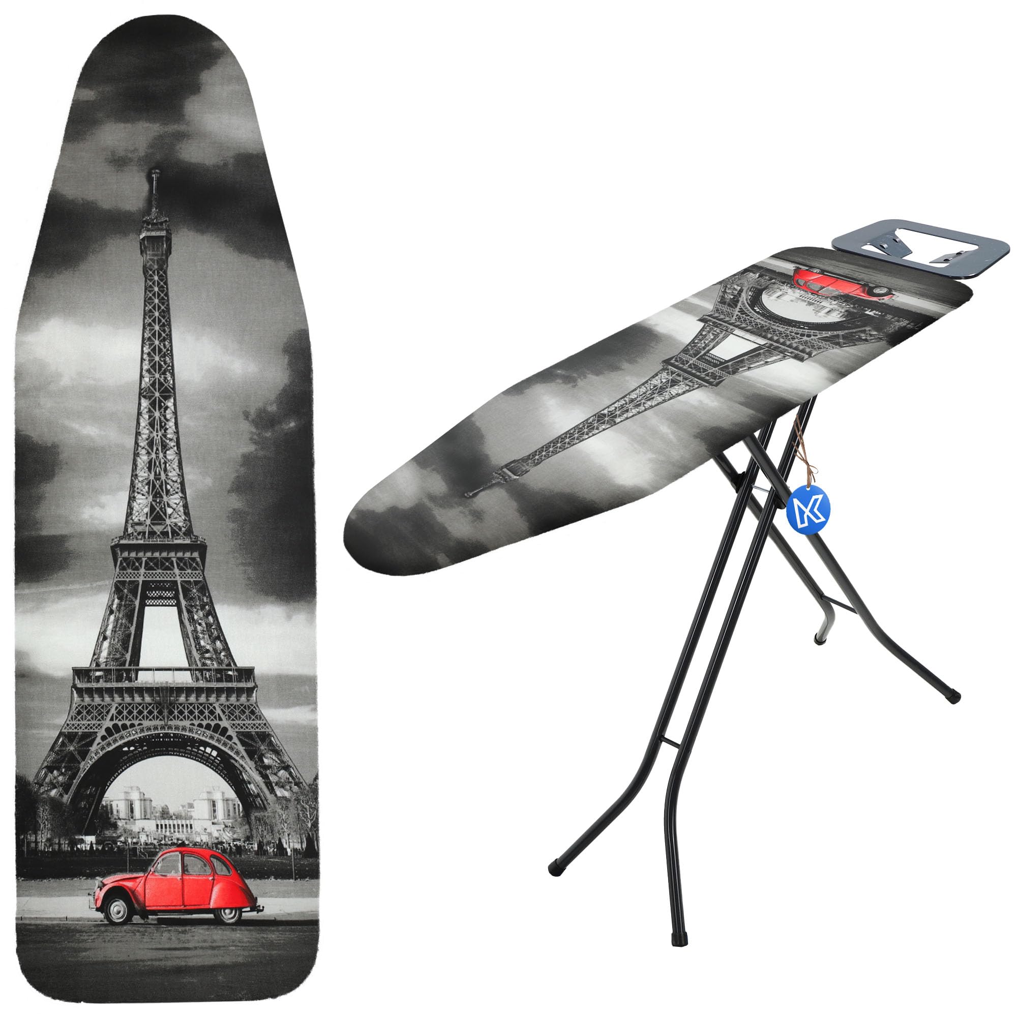 Housse de table à repasser KADAX Tour Eiffel 148x52 cm en mousse