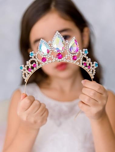 Miniatura 4 de SWEETV Tiaras de princesa para niñas pequeñas, diadema de corona, cumpleaños, boda, Halloween, cosplay, accesorios para el cabello