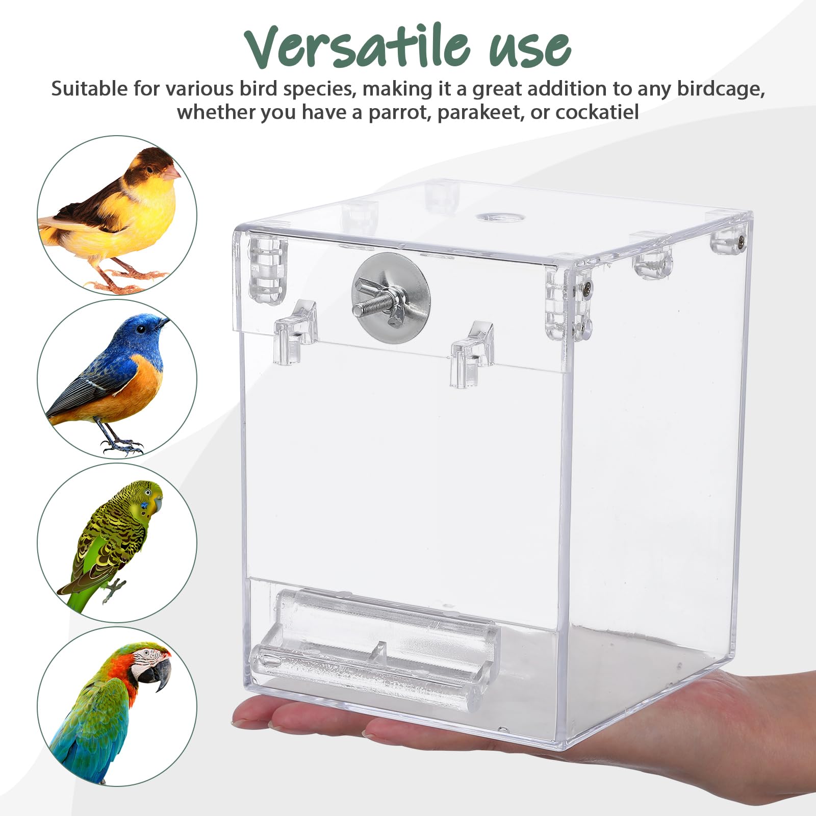 Happyyami Hanging Bird Bath Box for Cage Parrot Shower Tub Clear Acrylic Birdbath for Parakeets Cockatiels Small Birds Space Saving Indoor Birdcage Accessory - image 5