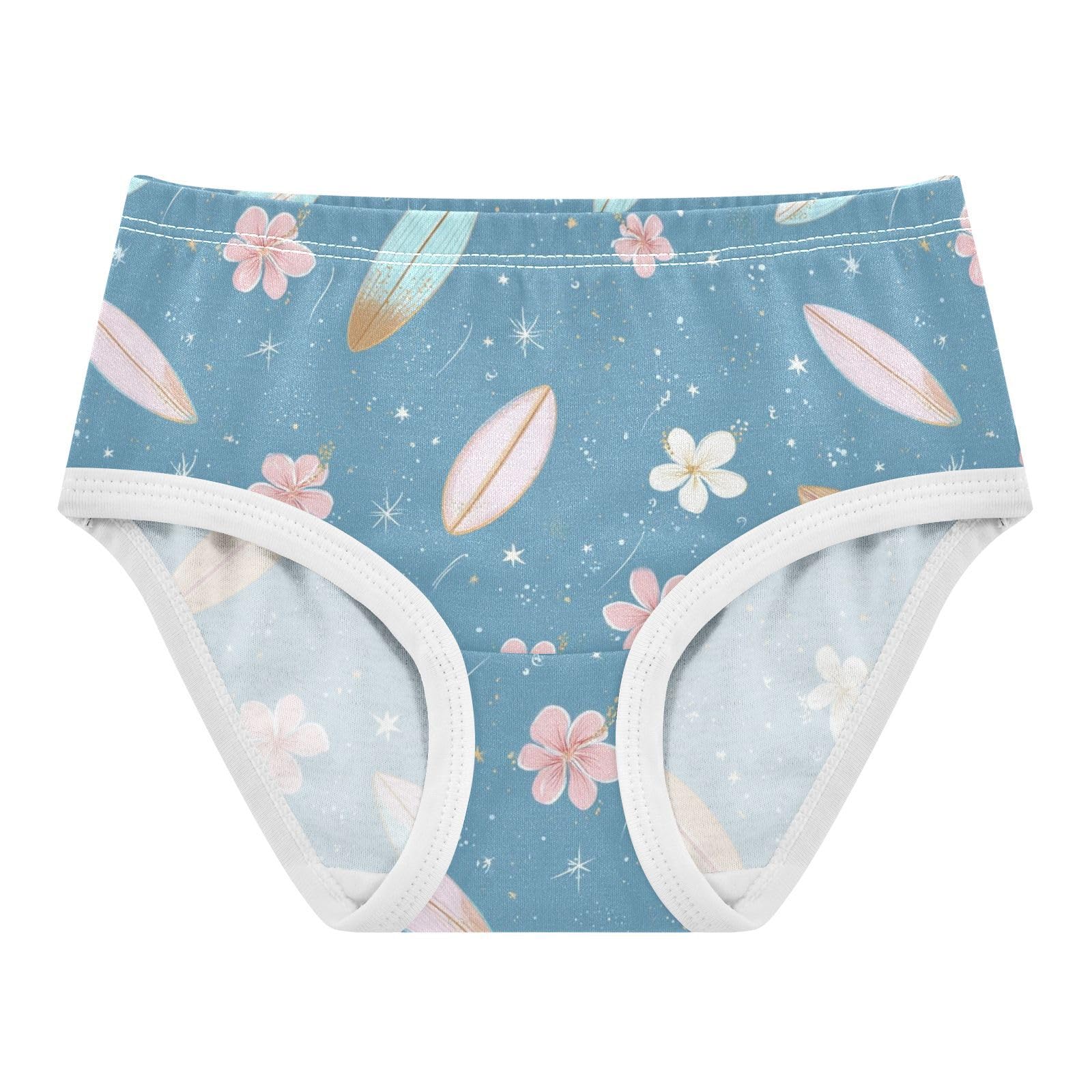 Wusikd Surfboards Flowers Blue Girls Underwear Cotton Girls Briefs Soft Toddler Underwear 2T
