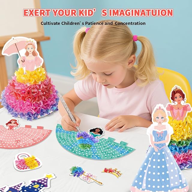 Foto 3 de 8 de Afufu Poke Art Manualidades Juguetes Niñas 4 5 6 7 8 9 Años, 3D Kit DIY con 5 Princesas