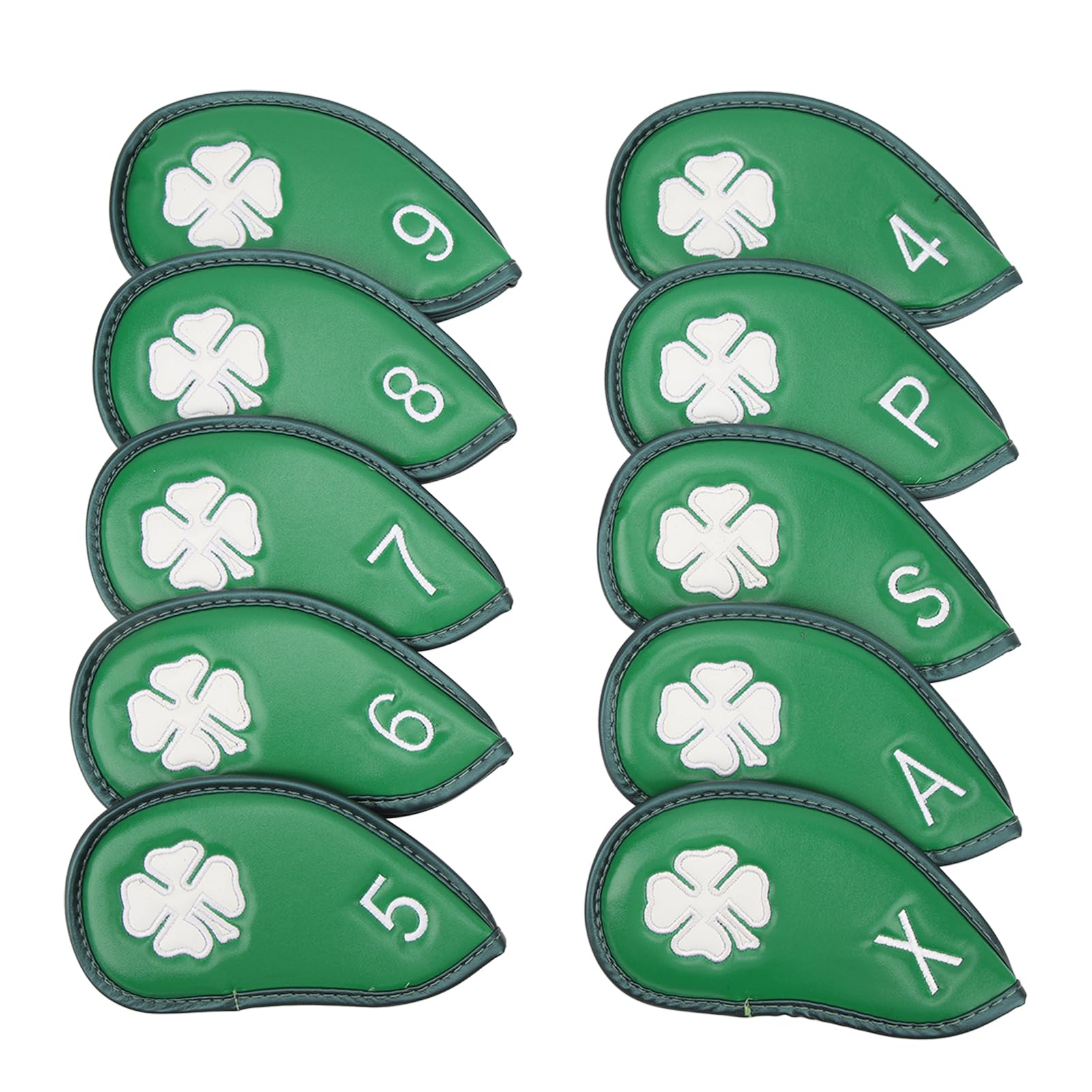 Coperture per Mazze da Golf, 10 Pezzi Coperture per Ferri da Golf Modello Quadrifoglio PU Set di Coperture per Ferri da Golf Delicate Impermeabili per la Maggior Parte delle