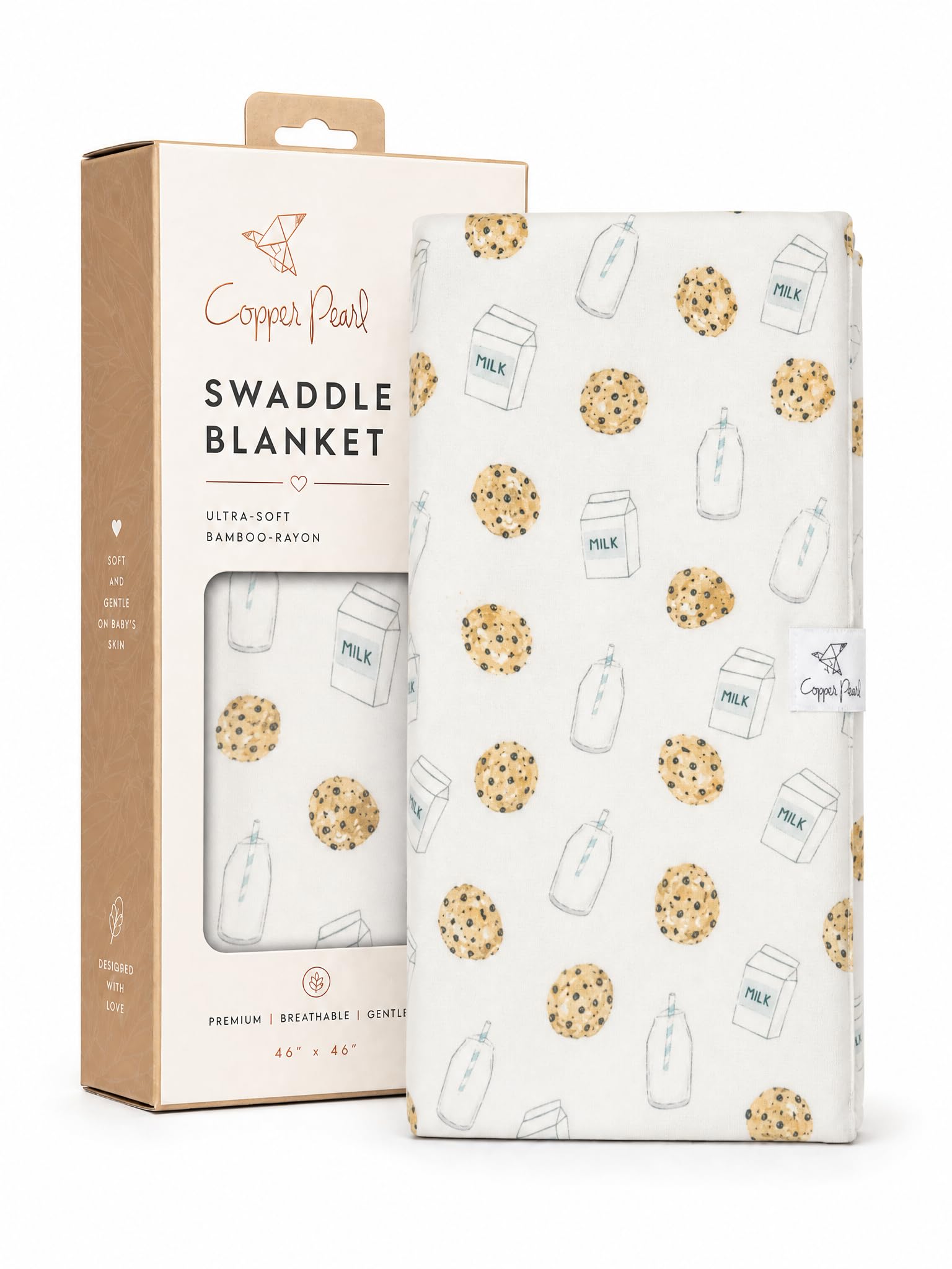 Copper Pearl Swaddle Blankets for Newborns | Soft Stretchy Receiving Blankets for Boys and Girls | Large 46 x 46 Inch Baby Blankets | Lightweight and Breathable Swaddles | Chip