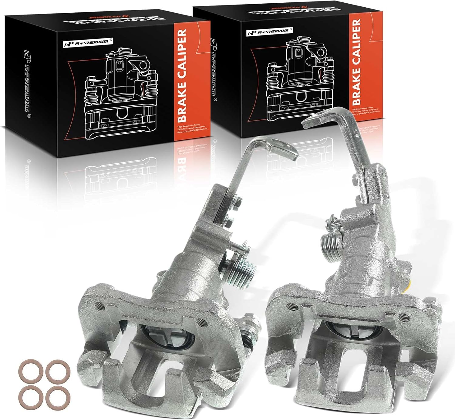 A-Premium Disc Brake Caliper Assembly with Bracket Compatible with Select Honda Models - Accord 1991 1992 1993 1994 1995 1996 1997 - Rear Driver and Passenger Side, 2-PC Set