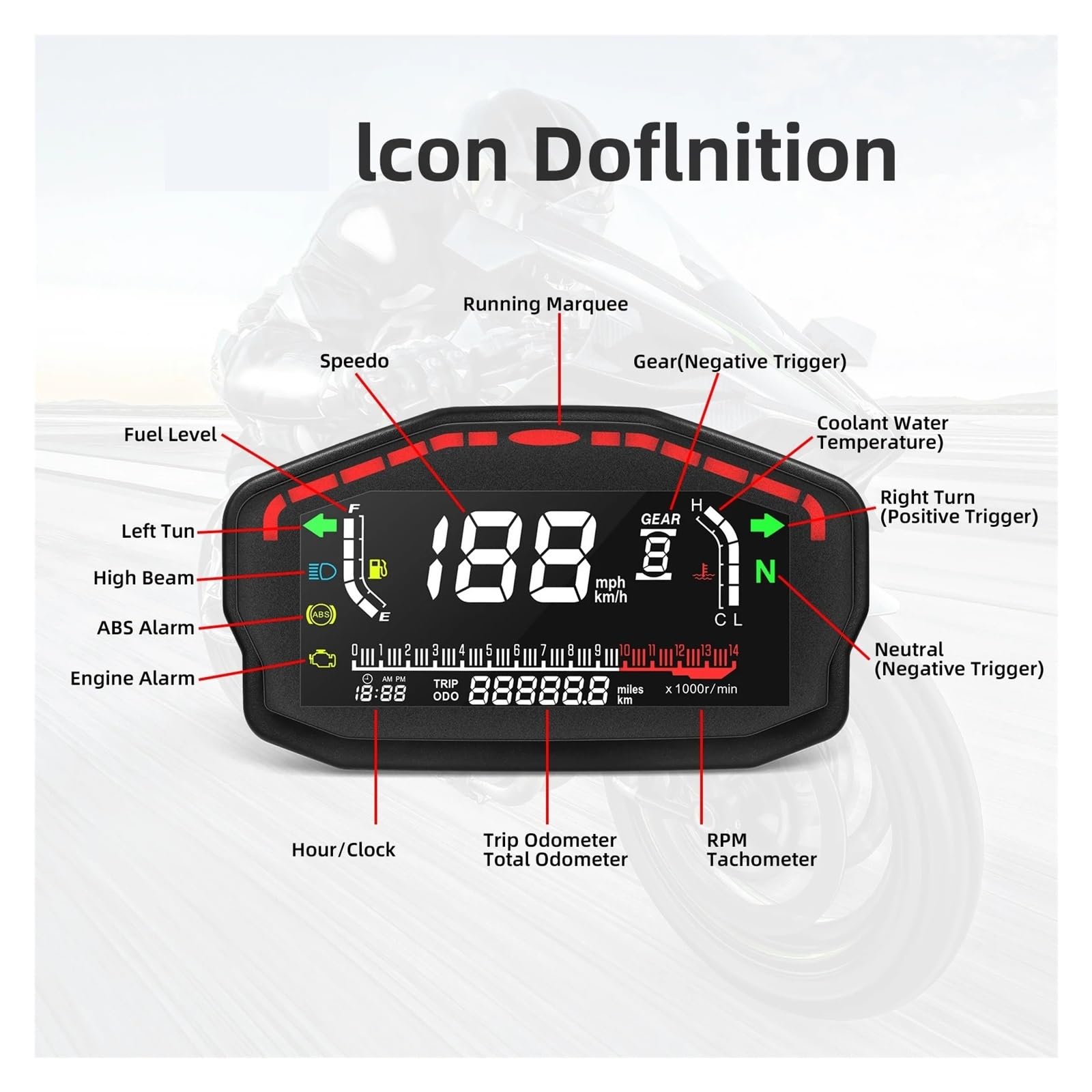 moto digitale tachimetro Accessori Moto Cruscotto Digitale Contachilometri Universale 2 4 Cilindri