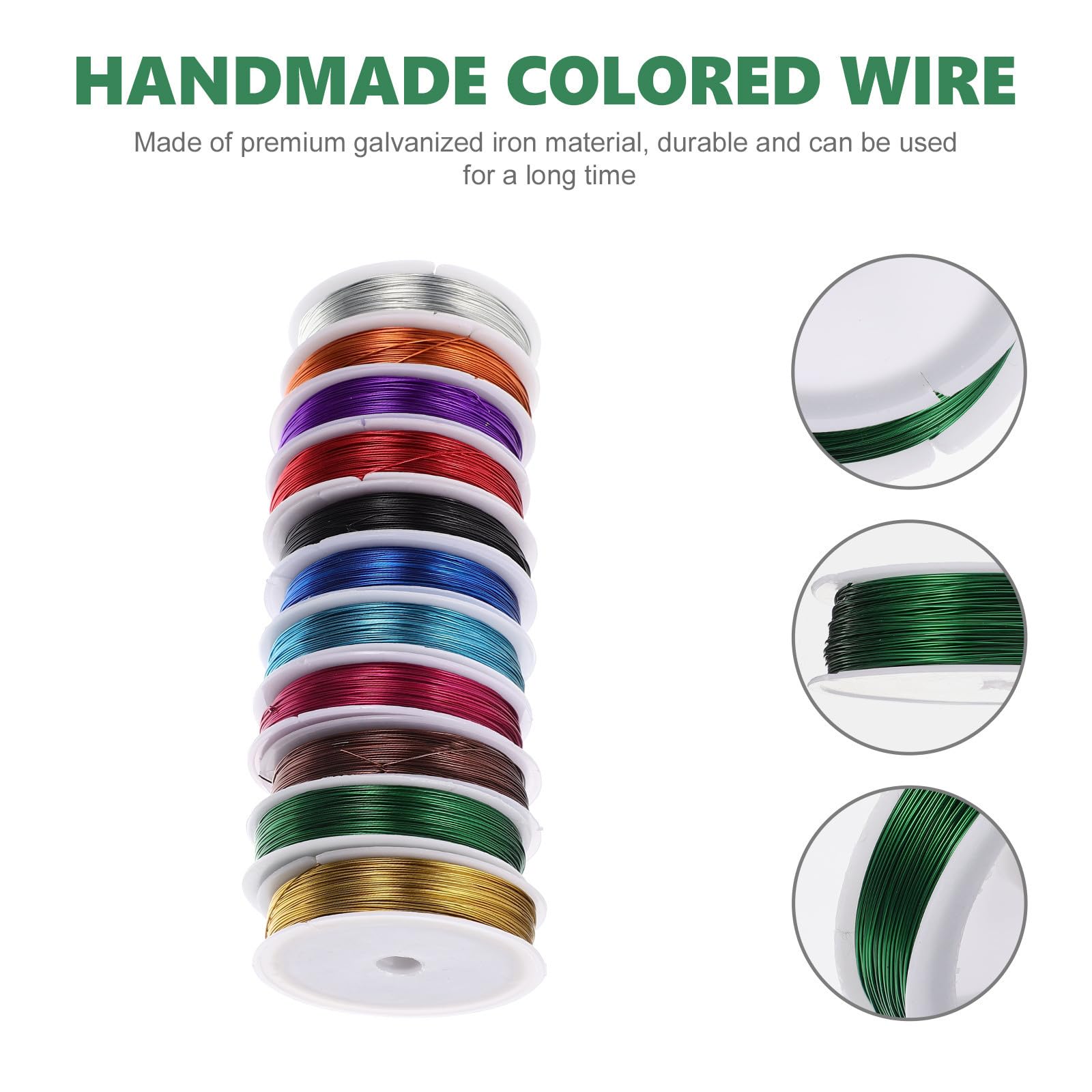 SEWACC Alambre 11 Rollos Flexibles y Livianos de Hierro Galvanizado de Colores Diámetro 0.5mm para Manualidades y Joyería Adecuado para Bricolaje y Pulseras