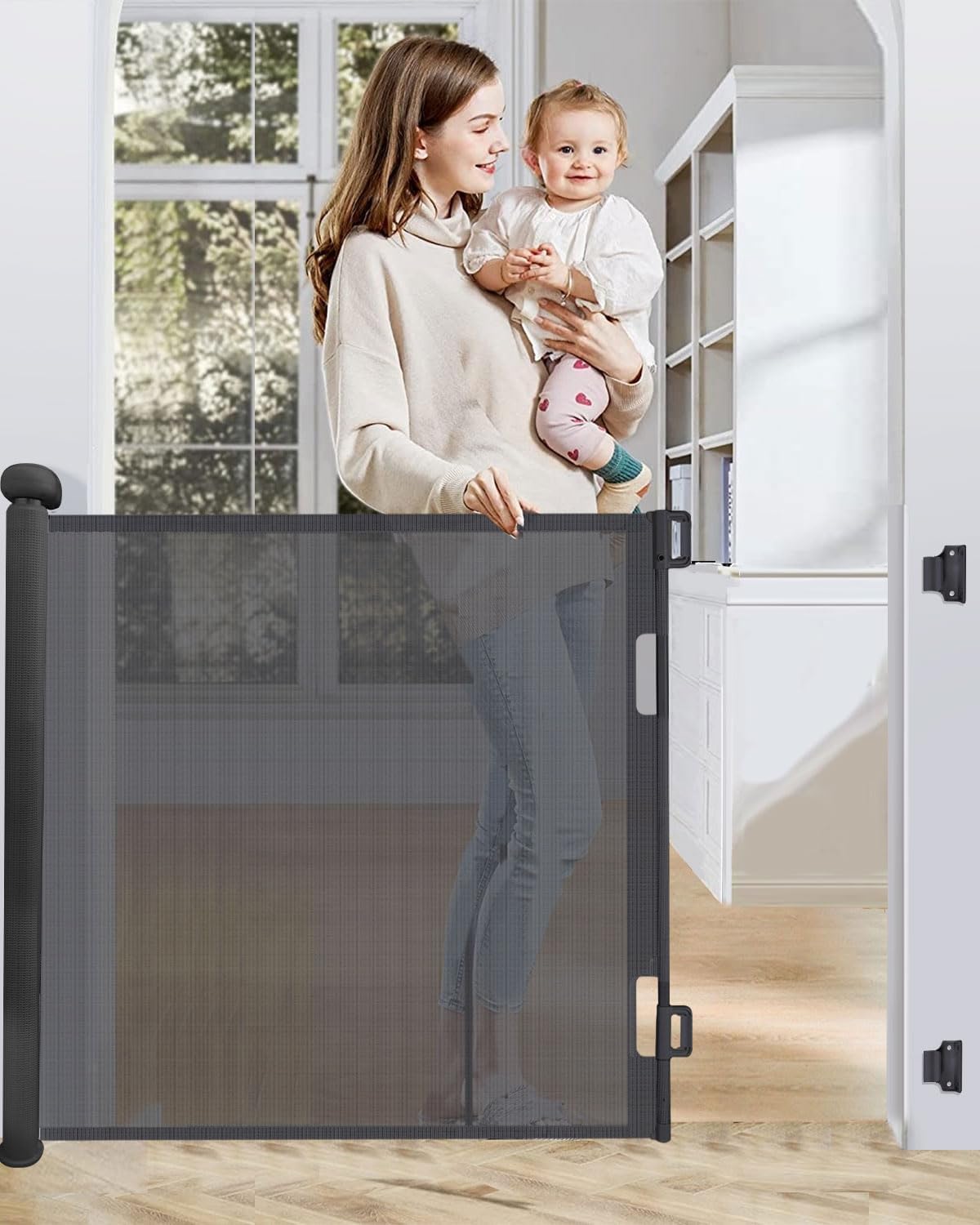 Trongle 0180 CM Retractable Stair Gate for Babies and Pets, 85 CM Tall