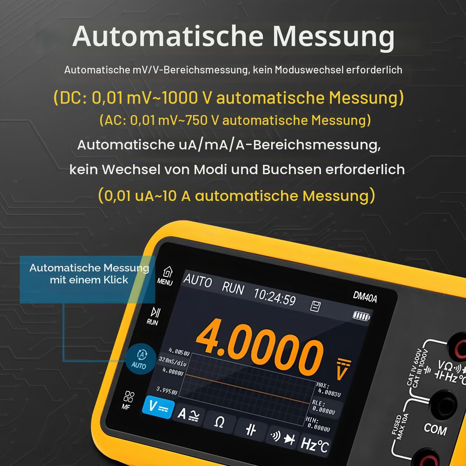 Dm40 3-in-1 Multimeter Oszilloskop Signalgenerator 50m Abtastrate AC/DC Spannung Diode Handheld Digitales Automobilwerkzeug (DM40A KitI)