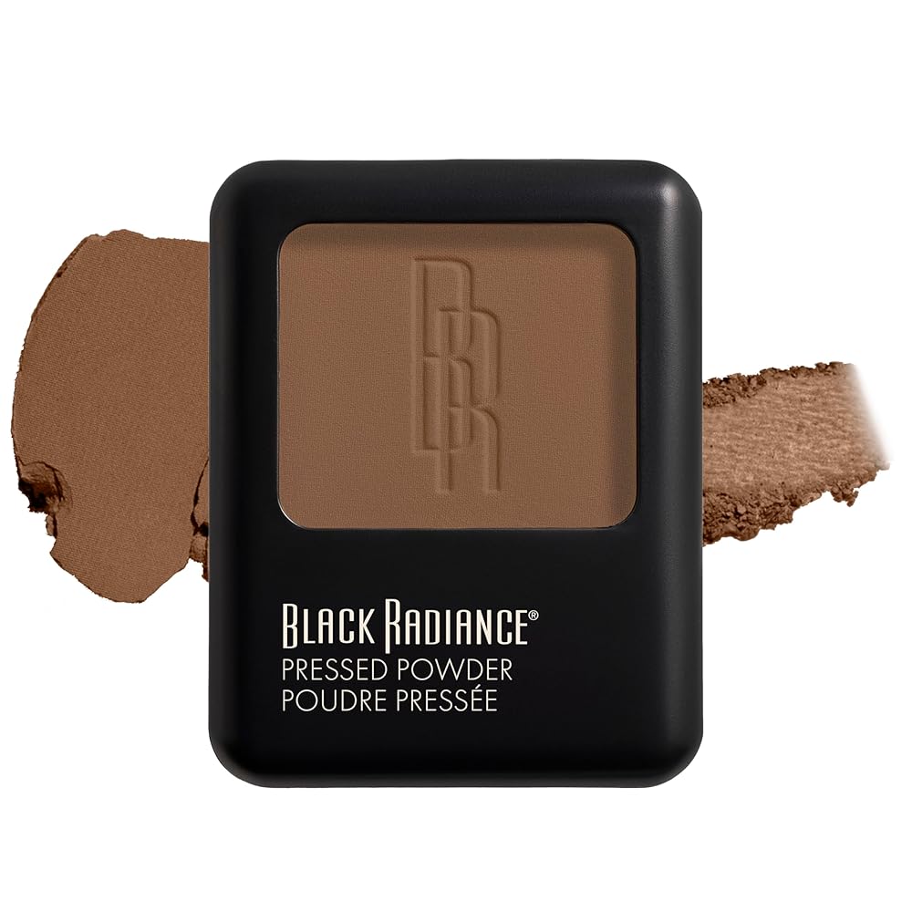 Black Radiance Pressed Powder, Pigment-Rich Matte Finish for Light Skin Tones, Oil-Absorbing Compact with Mirror & Sponge- Honey Amber