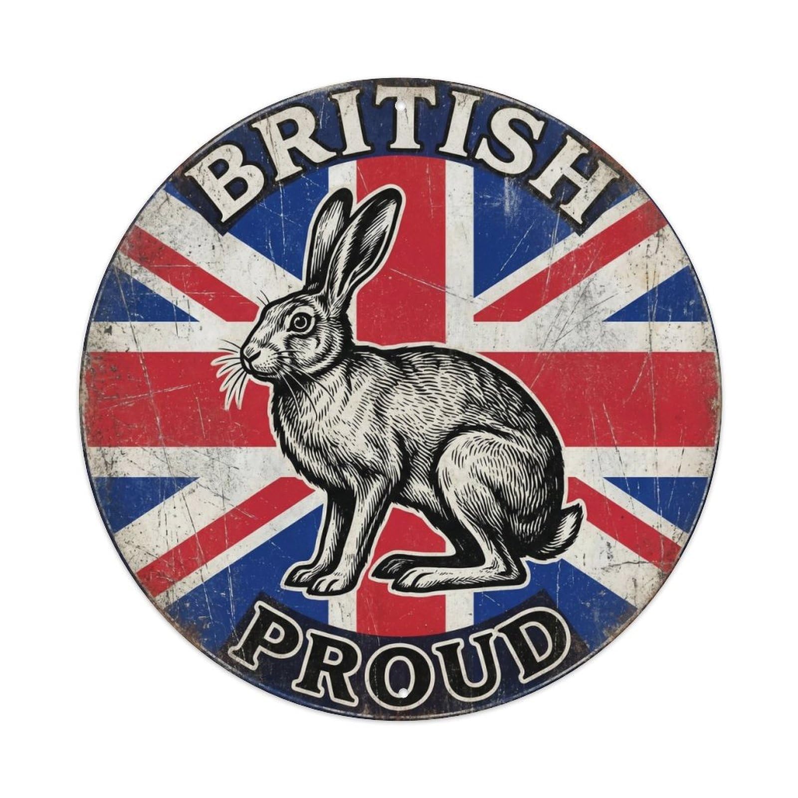 British Proud Hare Wildlife Heritage Emblem Metal Tin Sign