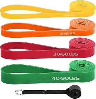 YOVKOK Resistance Bands Set of 4 Pull Up Bands with Door Anchor - Home Workout Equipment for Strength Training, Yoga, Men Women