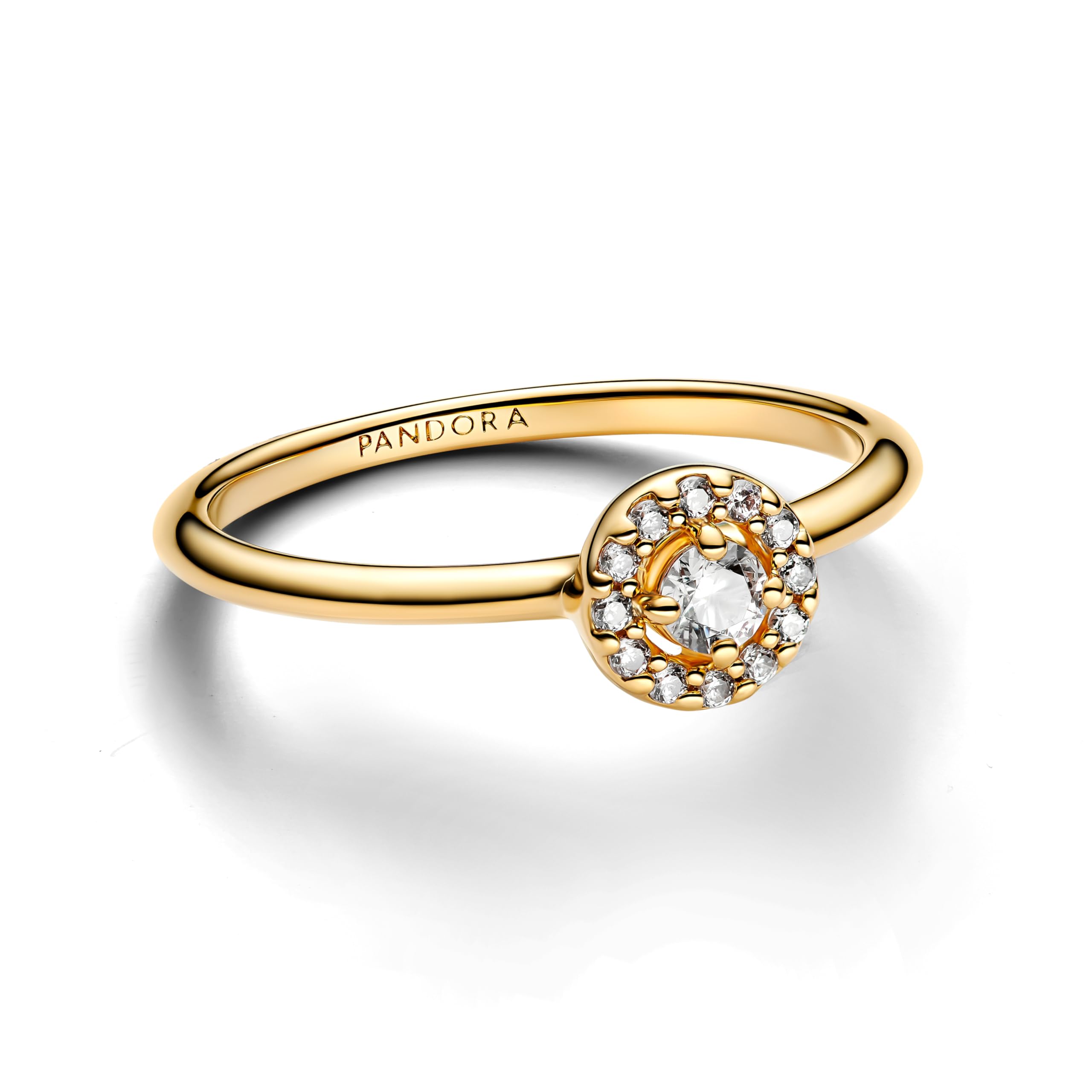 PANDORA Anello da donna con pavé rotondo aureola oro 163554C01