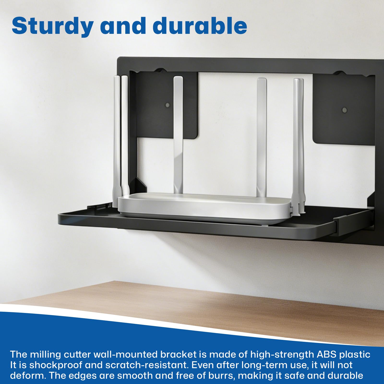 Router Wandhalterung, Faltbar Router Schrank Wandregal Ohne Bohren Schwarz WLAN Box Regal Halterung Wand für Routers TV-Box Hi-Fi Spielkonsolen 27.6 X 21.6 X 2 cm
